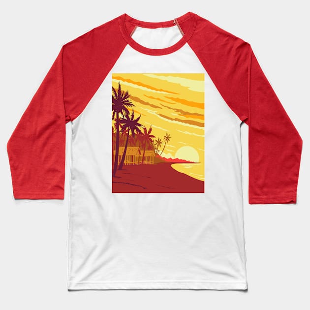 Beach in Phu Quoc Island During Sunset in Kien Giang Province Vietnam WPA Art Deco Poster Baseball T-Shirt by patrimonio